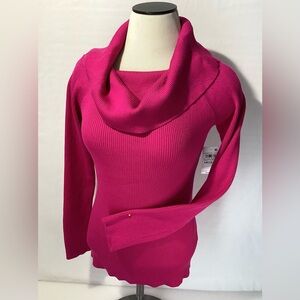 INC Woman’s Sweater Turtleneck Size M Color Bright Fuchsia Long Sleeves Knit